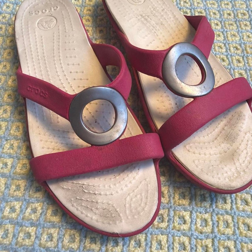 Crocs Pink Silver O Ring Boho Mermaid Fairy Sandals Womens 10